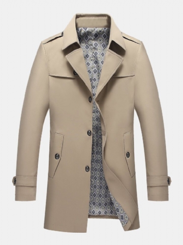 Manteau D'affaires De Style Britannique Solide Avec Bouton Mi-long Et Coupe Régulière