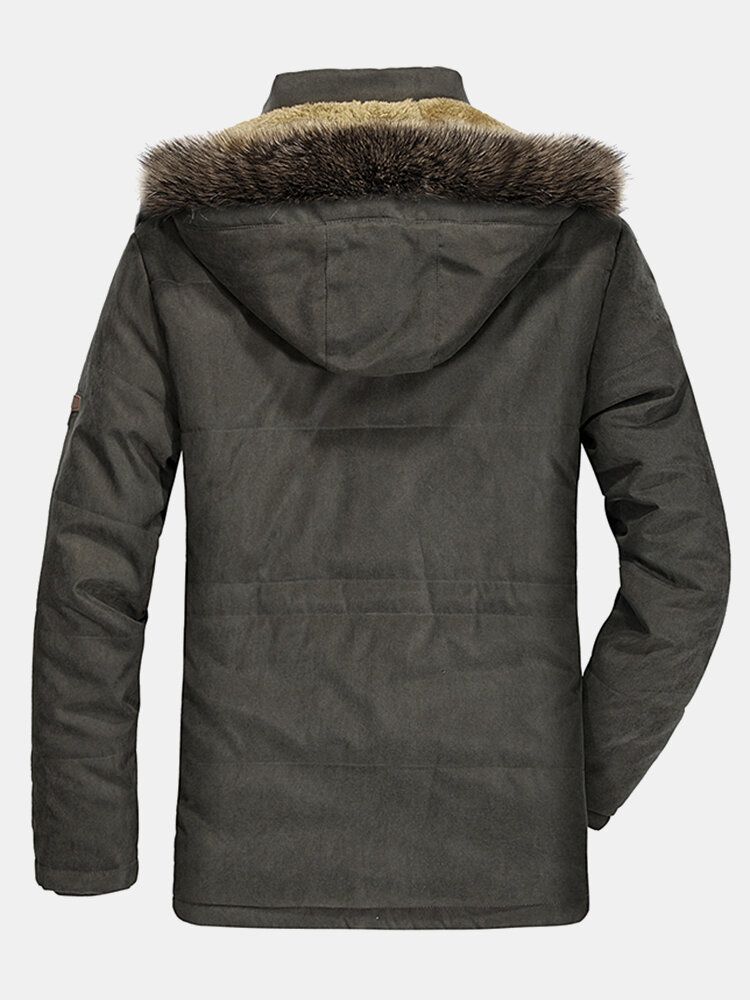 Manteau À Capuche Détachable Avec Col En Fausse Fourrure Et Doublure Polaire Pour Hommes