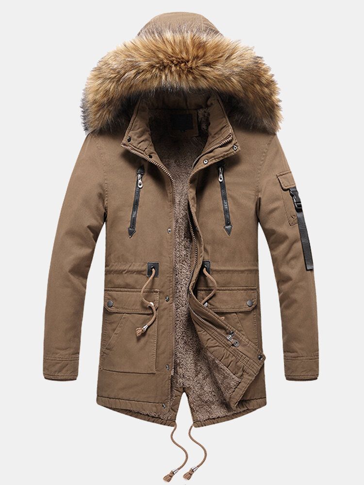 Manteau Coupe-vent Doublé Polaire À Capuche Amovible Pour Homme