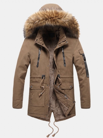 Manteau Coupe-vent Doublé Polaire À Capuche Amovible Pour Homme