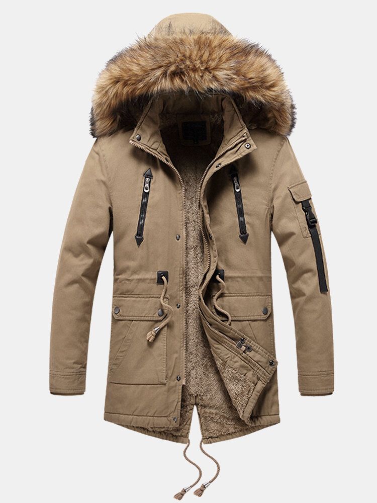 Manteau Coupe-vent Doublé Polaire À Capuche Amovible Pour Homme