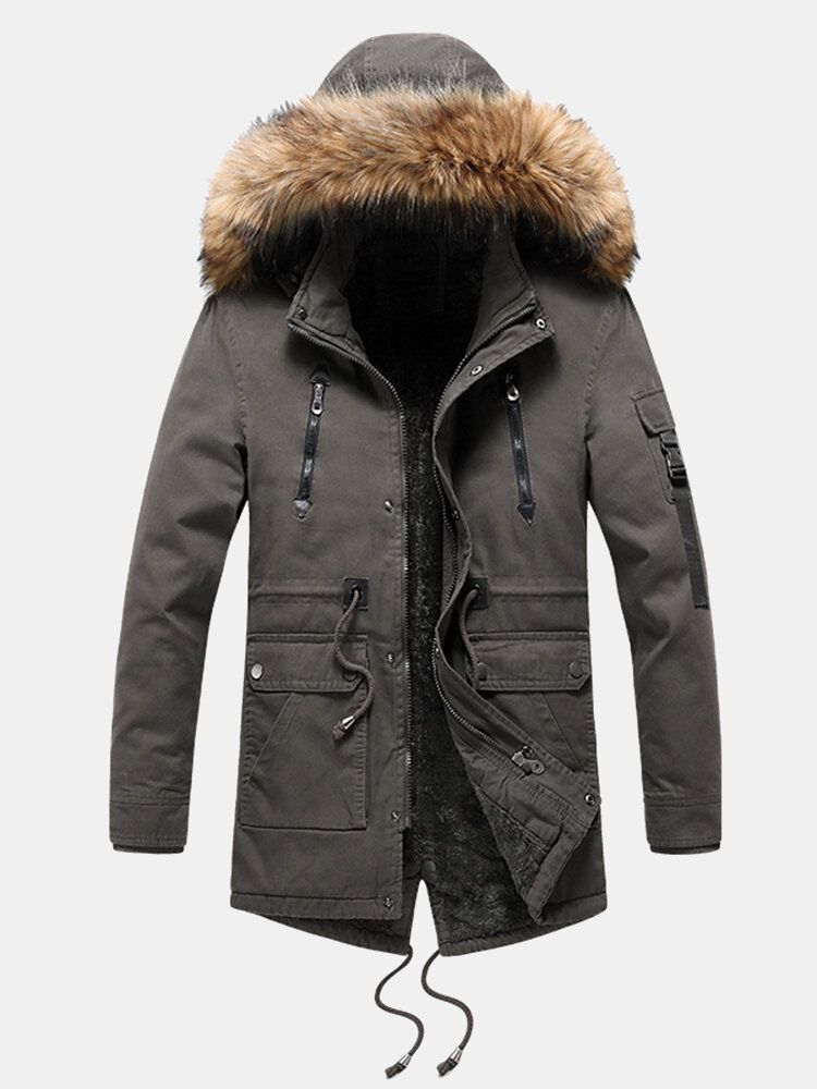 Manteau Coupe-vent Doublé Polaire À Capuche Amovible Pour Homme