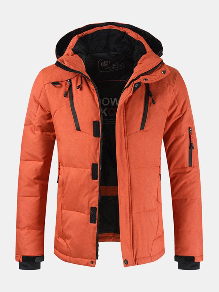 Manteau En Duvet À Capuche De Couleur Unie Pour Homme