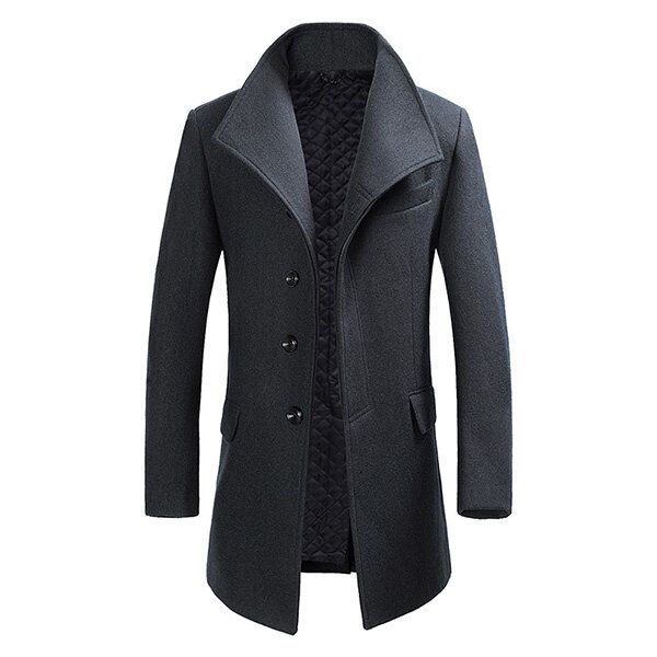 Manteau D'hiver En Laine Mélangée À Simple Boutonnage Pour Hommes Manteau De Couleur Unie À La Mode