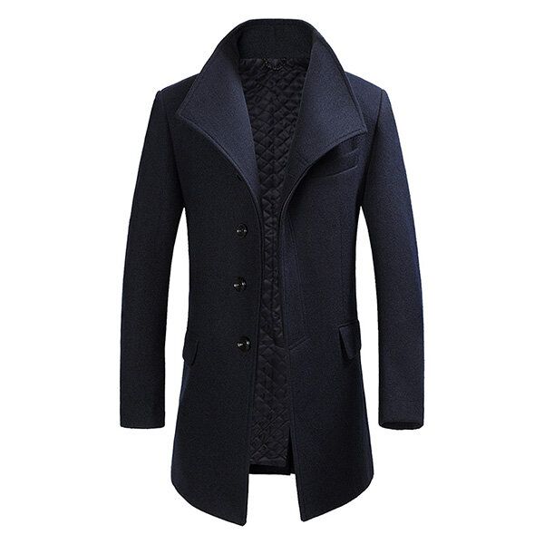 Manteau D'hiver En Laine Mélangée À Simple Boutonnage Pour Hommes Manteau De Couleur Unie À La Mode