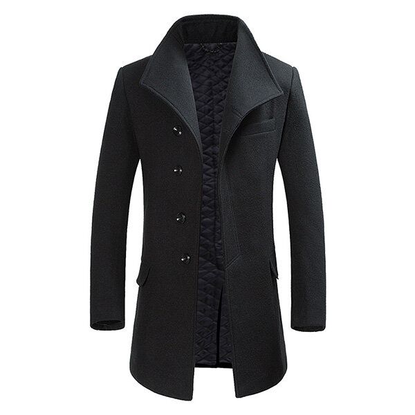 Manteau D'hiver En Laine Mélangée À Simple Boutonnage Pour Hommes Manteau De Couleur Unie À La Mode