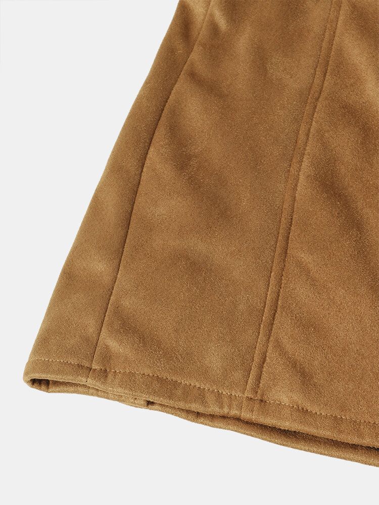 Manteaux En Laine Mi-longs Chauds De Couleur Unie Pour Hommes Avec Poche