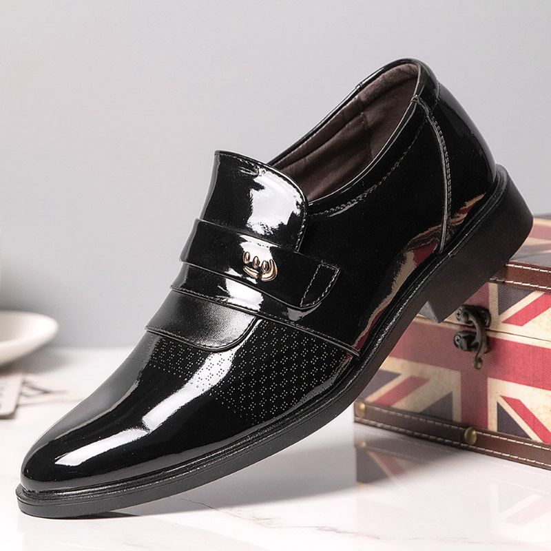 Men Brief Bout Pointu Non Slip Splicing Slip On Business Dress Shoes