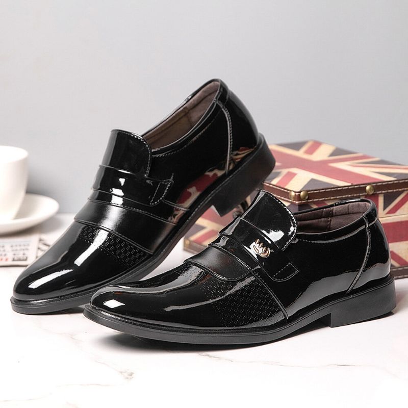 Men Brief Bout Pointu Non Slip Splicing Slip On Business Dress Shoes