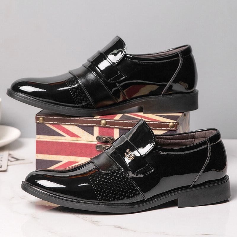 Men Brief Bout Pointu Non Slip Splicing Slip On Business Dress Shoes