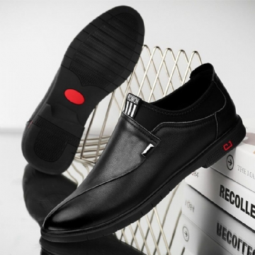 Men Brief Leather Pure Color Stitching Slip-on Business Formal Mocassins Chaussures