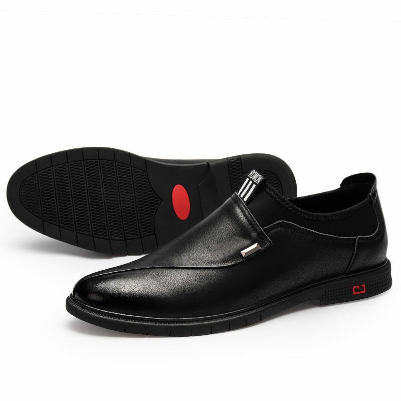 Men Brief Leather Pure Color Stitching Slip-on Business Formal Mocassins Chaussures