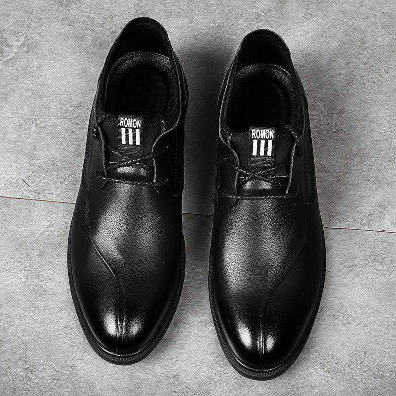 Men Brief Leather Pure Color Stitching Slip-on Business Formal Mocassins Chaussures