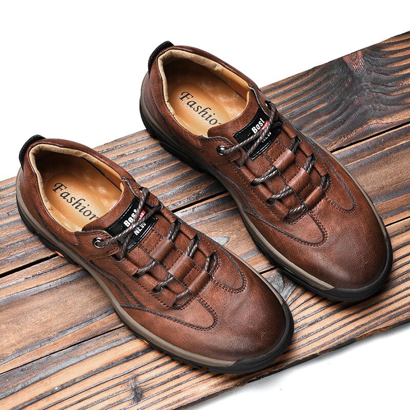 Men Brief Non Slip Soft Sole Lace Up Outdoor Casual Shoes