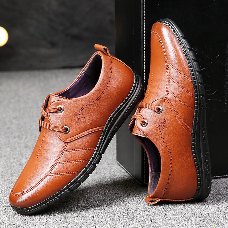 Men Brief Ombre Color Comfy Soft Lace-up Antiskid Daily Driving Shoes