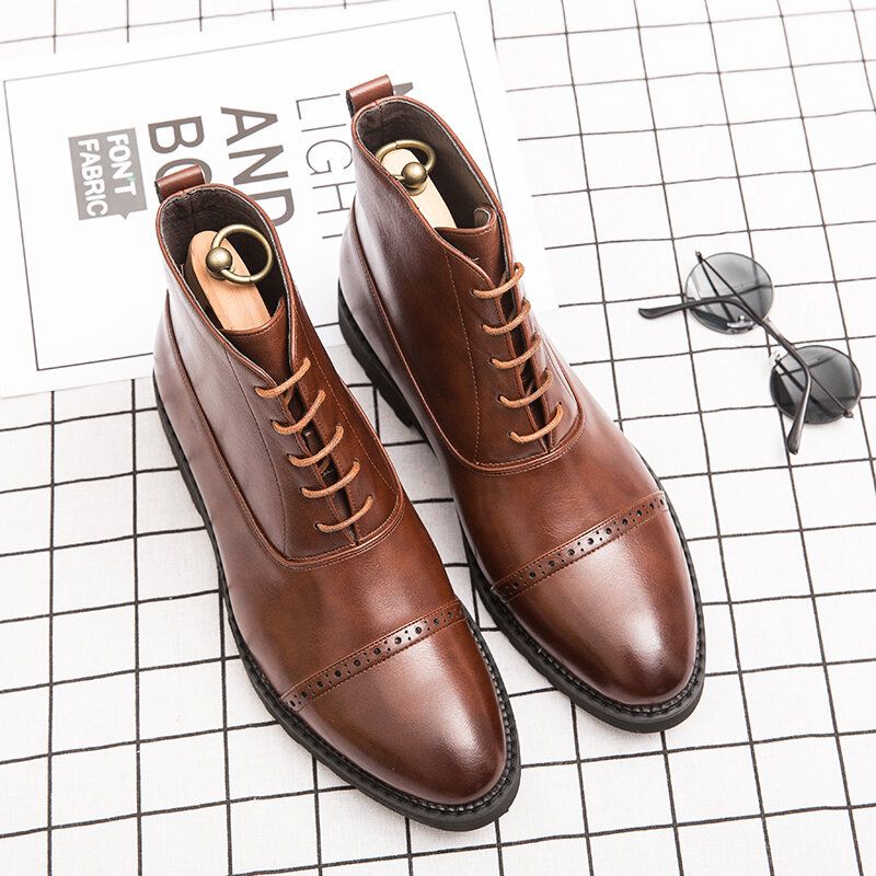 Men Brogue Comfy Calm Lace Up Dress Business Casual Bottines