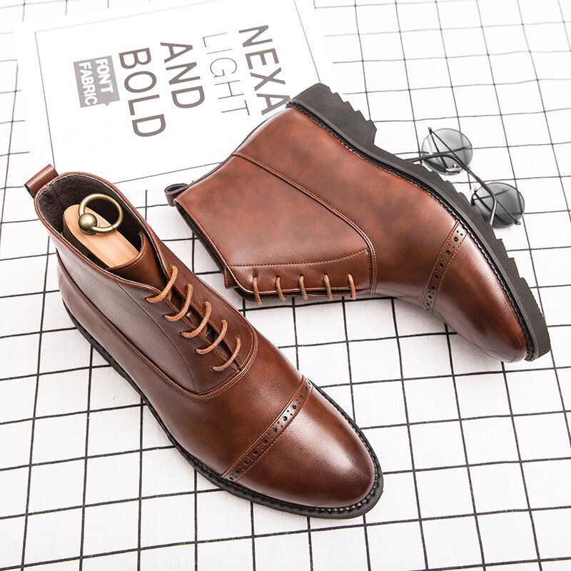 Men Brogue Comfy Calm Lace Up Dress Business Casual Bottines