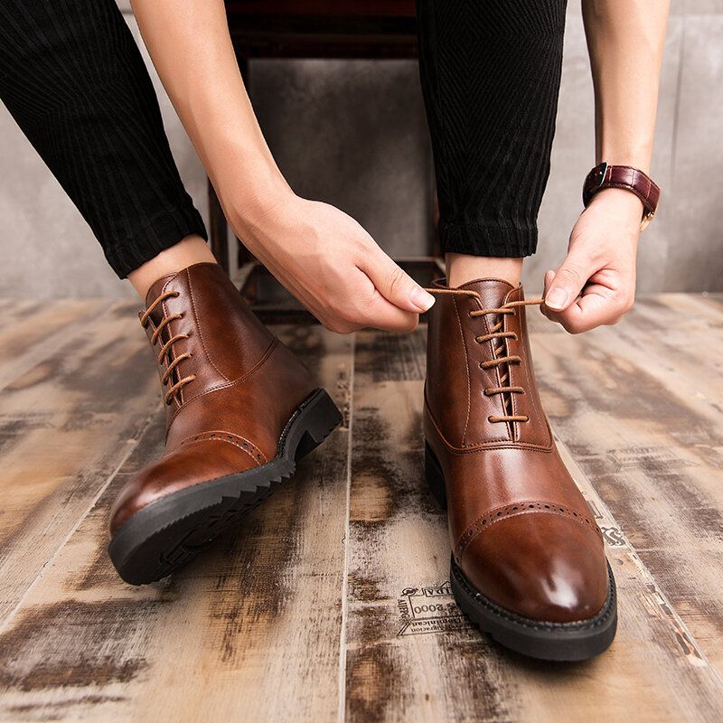 Men Brogue Comfy Calm Lace Up Dress Business Casual Bottines