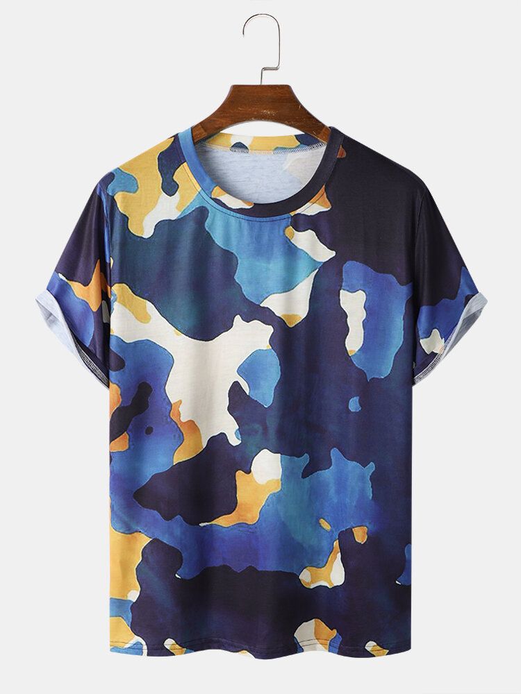 Men Camo Hem Cuff Graceful Leisure T-shirts Assortis