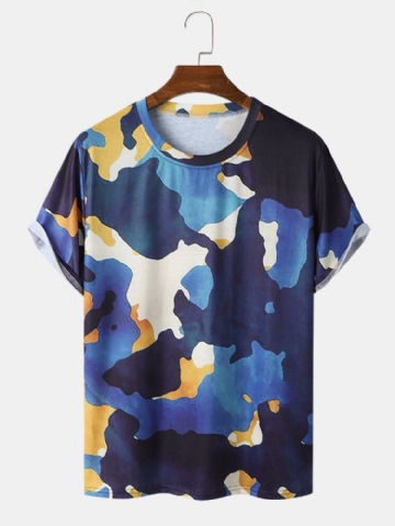 Men Camo Hem Cuff Graceful Leisure T-shirts Assortis