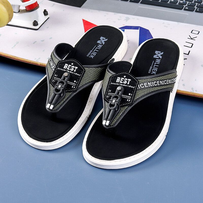 Men Casual Outdoor Denim Fabric Slip On Beach Flip Flop Pantoufles