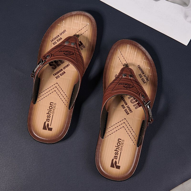 Men Casual Outdoor Denim Fabric Slip On Beach Tongs Pantoufles