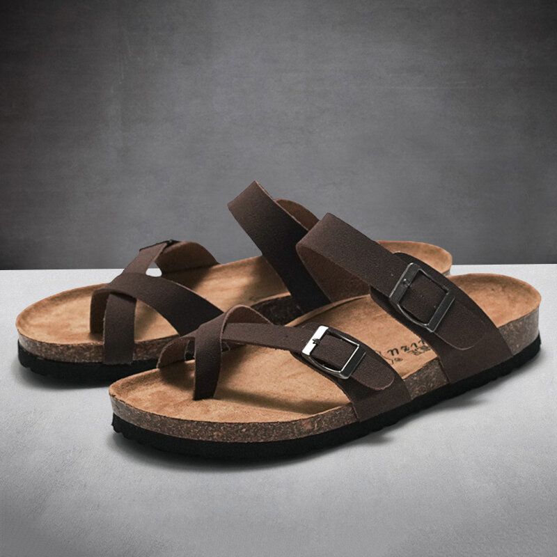 Men Clip Toe Buckle Slip On Casual Beach Daily Pantoufles