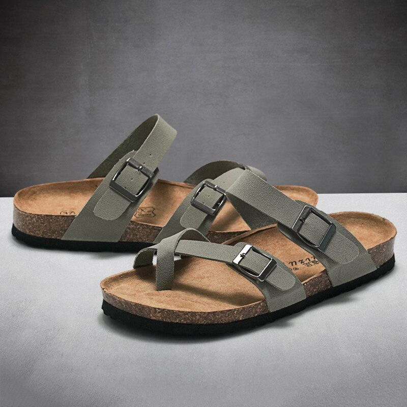 Men Clip Toe Buckle Slip On Casual Beach Daily Pantoufles