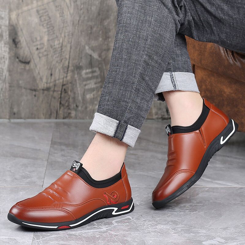 Men Elastic Slip On Microfiber Leather Driving Business Casual Mocassins