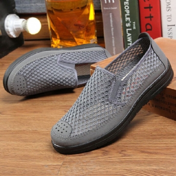 Men Mesh Respirant Non Slip Comfy Bottom Slip On Old Peking Casual Shoes