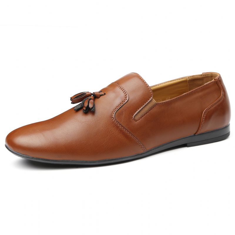 Men Non Slip Tassel Decoration Slip On Casual Leather Oxfords