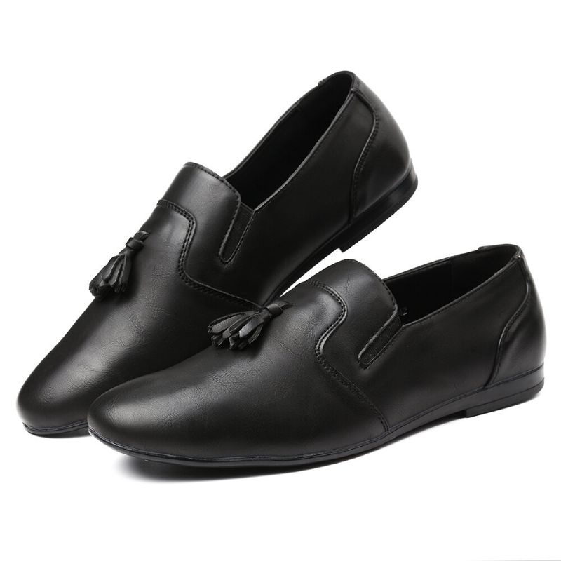 Men Non Slip Tassel Decoration Slip On Casual Leather Oxfords