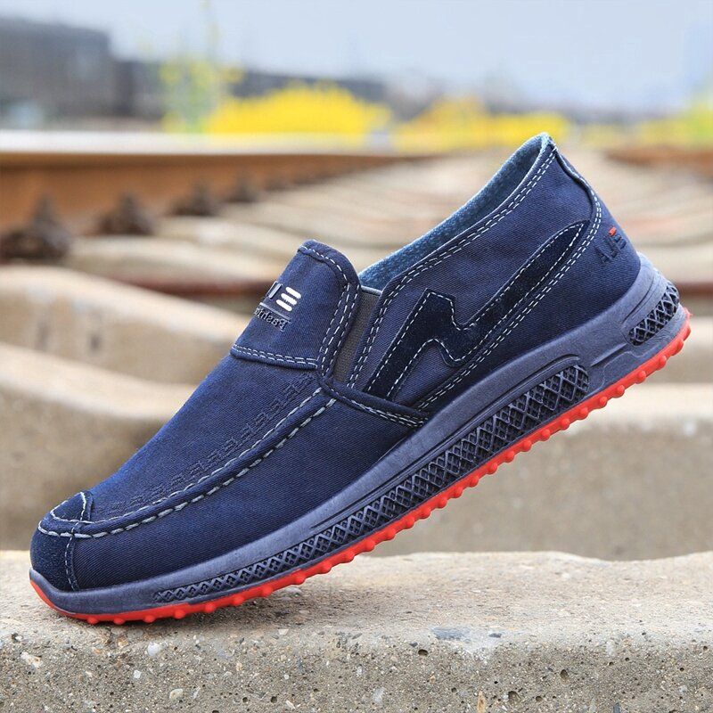 Men Old Peking Confortable Respirant Slip On Casual Chaussures En Toile