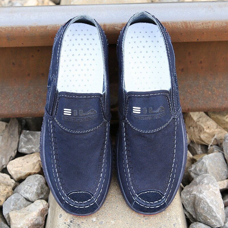 Men Old Peking Confortable Respirant Slip On Casual Chaussures En Toile