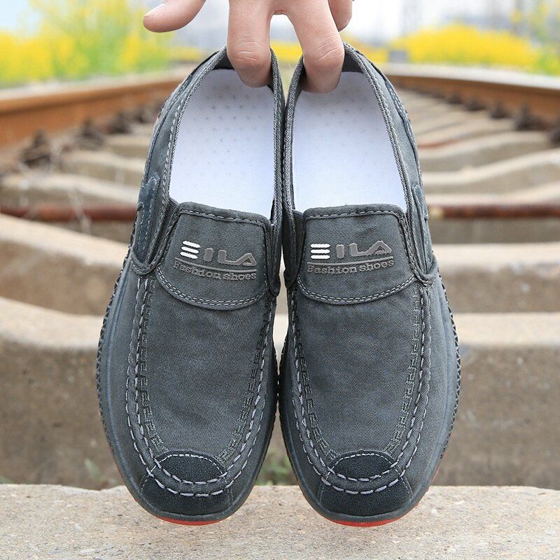 Men Old Peking Confortable Respirant Slip On Casual Chaussures En Toile