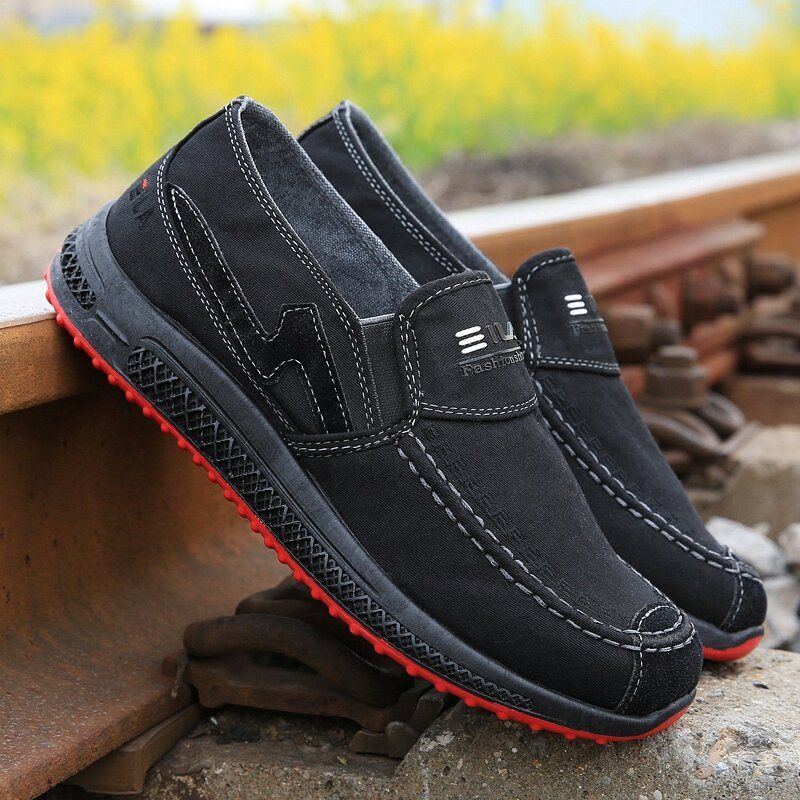 Men Old Peking Confortable Respirant Slip On Casual Chaussures En Toile