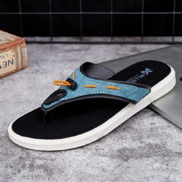 Men Outdoor Beach Slip On Denim Tissu Casual Flip Flop Pantoufles