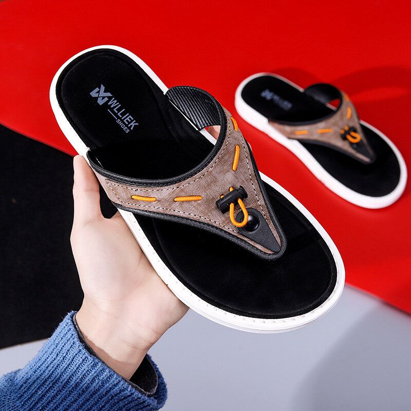 Men Outdoor Beach Slip On Denim Tissu Casual Flip Flop Pantoufles