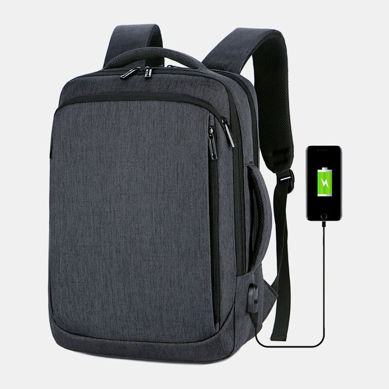 Men Oxford 15.6 Inch Usb Charging Business Laptop Bag Backpack