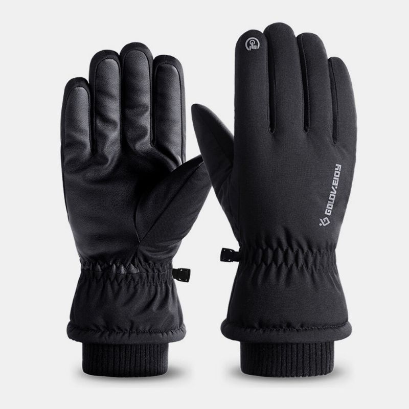 Men Plus Velours Allongé Poignet Élastique Tricoté Avec Bande Réfléchissante Coupe-vent Imperméable Chaleur Antidérapant Gants À Écran Tactile