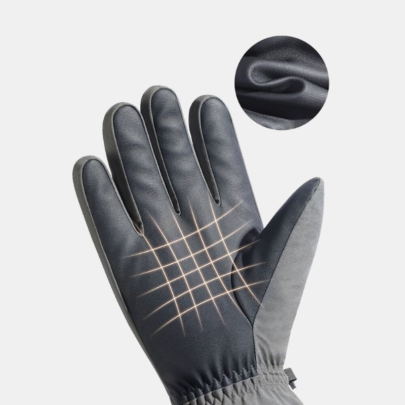 Men Plus Velours Allongé Poignet Élastique Tricoté Avec Bande Réfléchissante Coupe-vent Imperméable Chaleur Antidérapant Gants À Écran Tactile