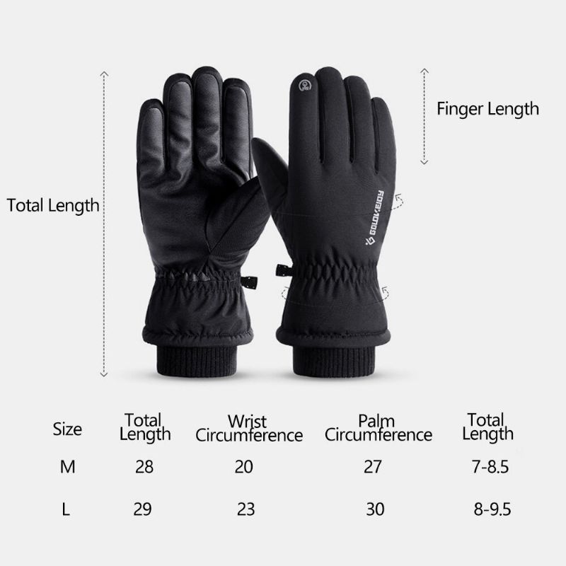 Men Plus Velours Allongé Poignet Élastique Tricoté Avec Bande Réfléchissante Coupe-vent Imperméable Chaleur Antidérapant Gants À Écran Tactile