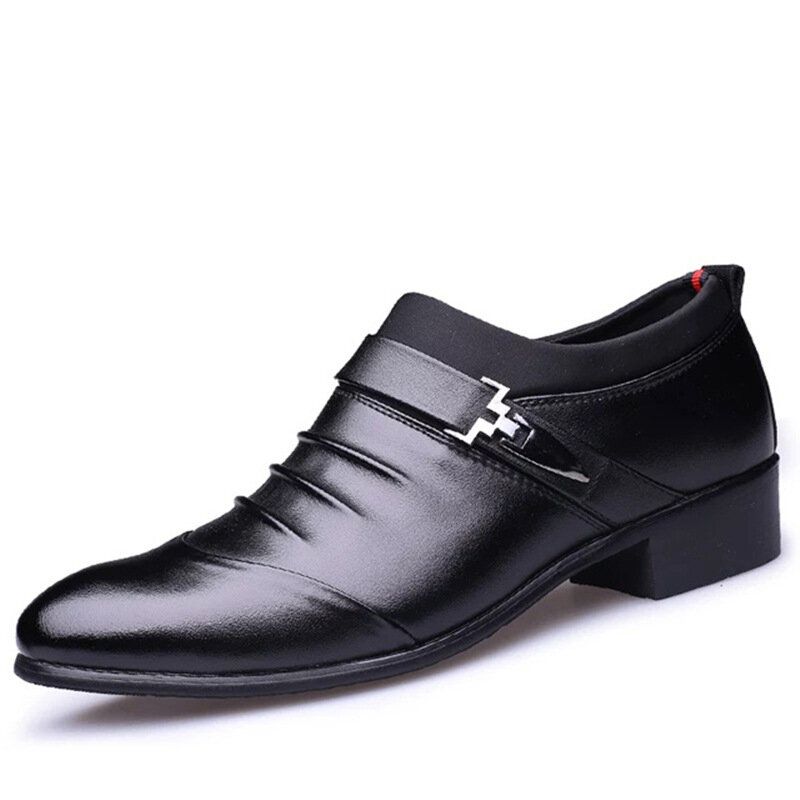 Men Pure Color Slip On Casual Soft Business Office Leather Oxfords