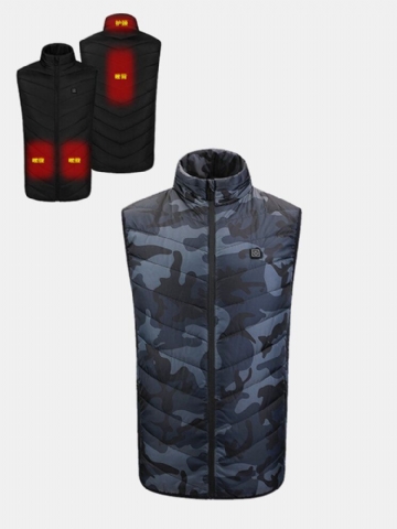 Mens Camouflage Waterproof 4 Parts Smart Heating Usb Powered Gilet Gilets