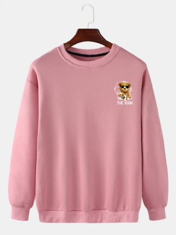 Mens Cartoon Bear Print Pull À Manches Longues Casaul Sweatshirts