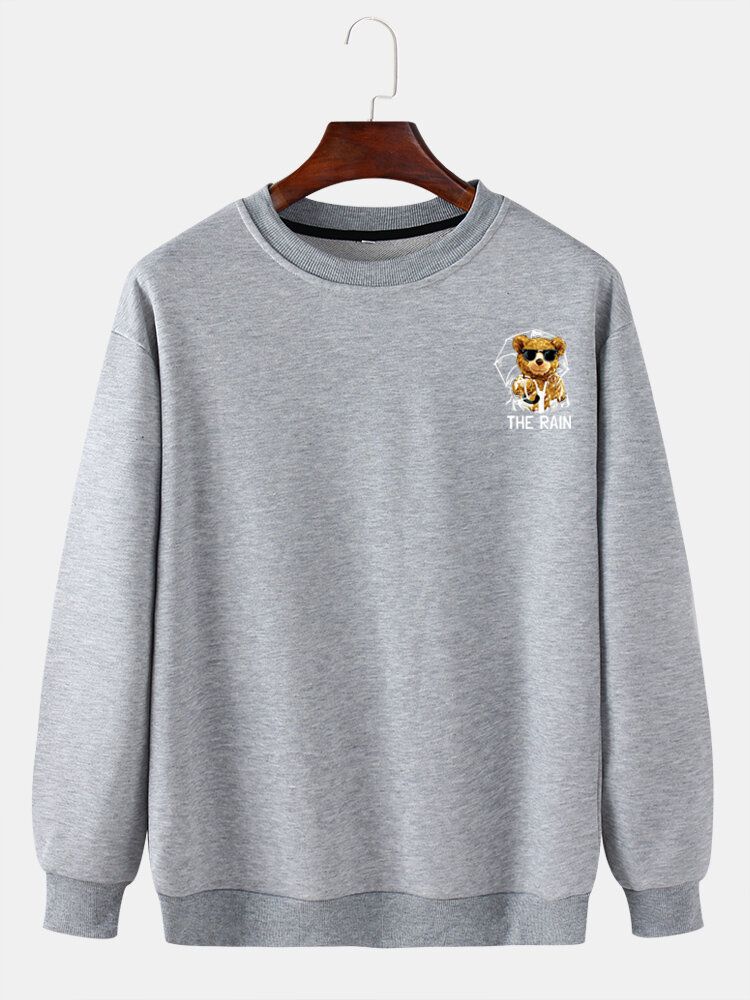 Mens Cartoon Bear Print Pull À Manches Longues Casaul Sweatshirts