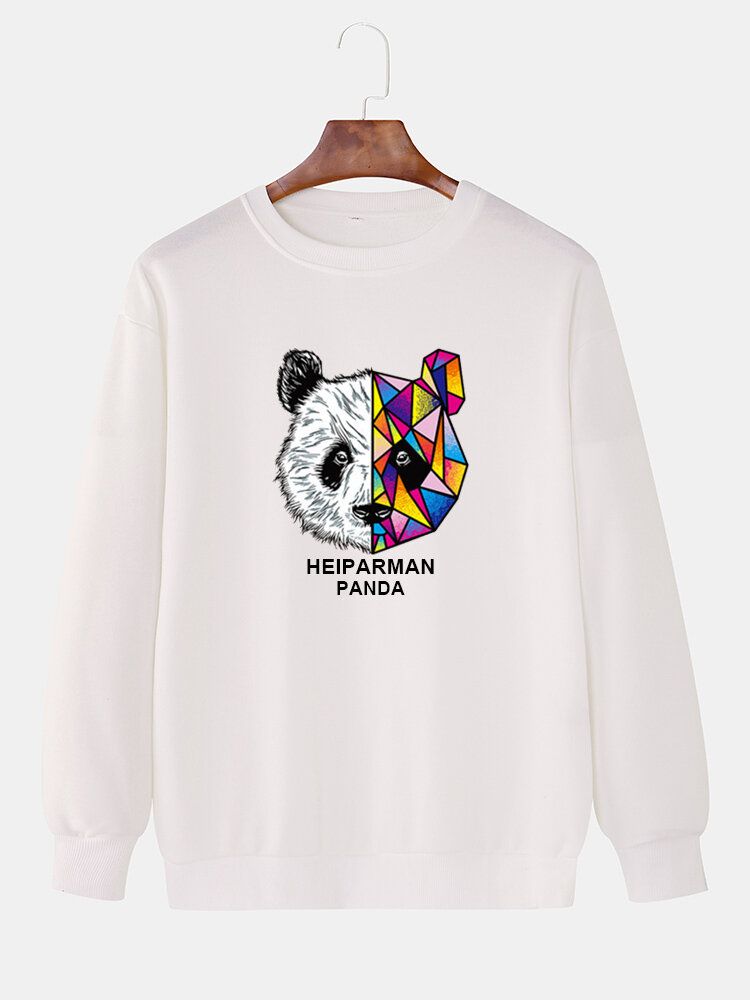 Mens Cartoon Geometry Panda Print Sweat-shirts Mignons