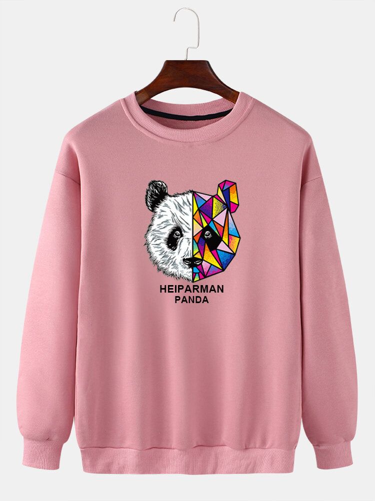 Mens Cartoon Geometry Panda Print Sweat-shirts Mignons