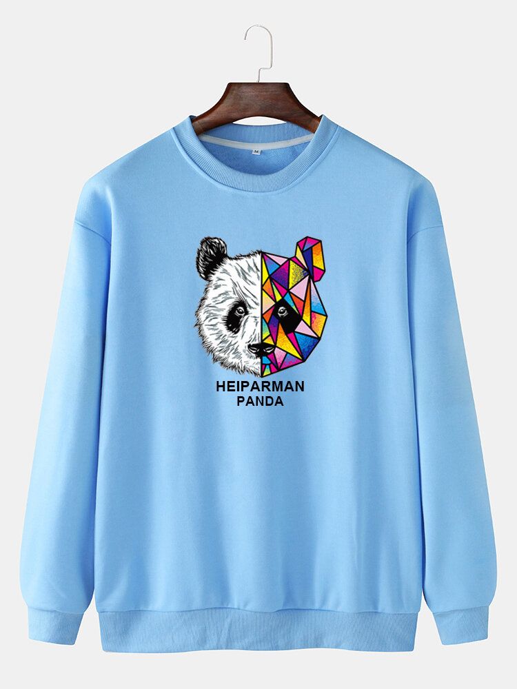 Mens Cartoon Geometry Panda Print Sweat-shirts Mignons