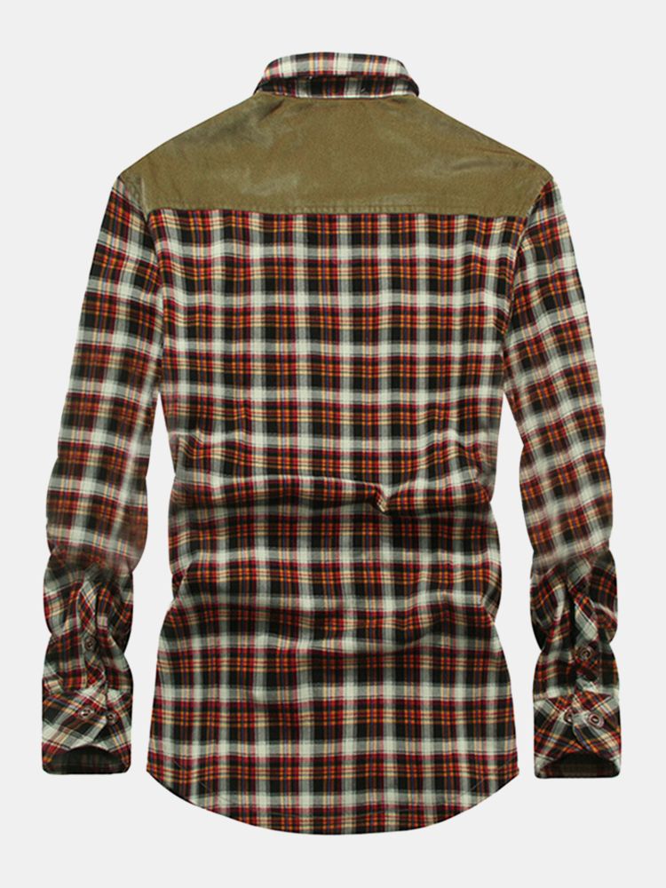 Mens Classic Plaid Piush Lined Long Sleeve Revers Thick Vintage Shirt Jacket